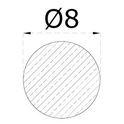Tyč ø 8 x 3000 mm, kartáčovaná nerez AISI 304 Tyč ø 8 x 3000 mm, kartáčovaná nerez AISI 304